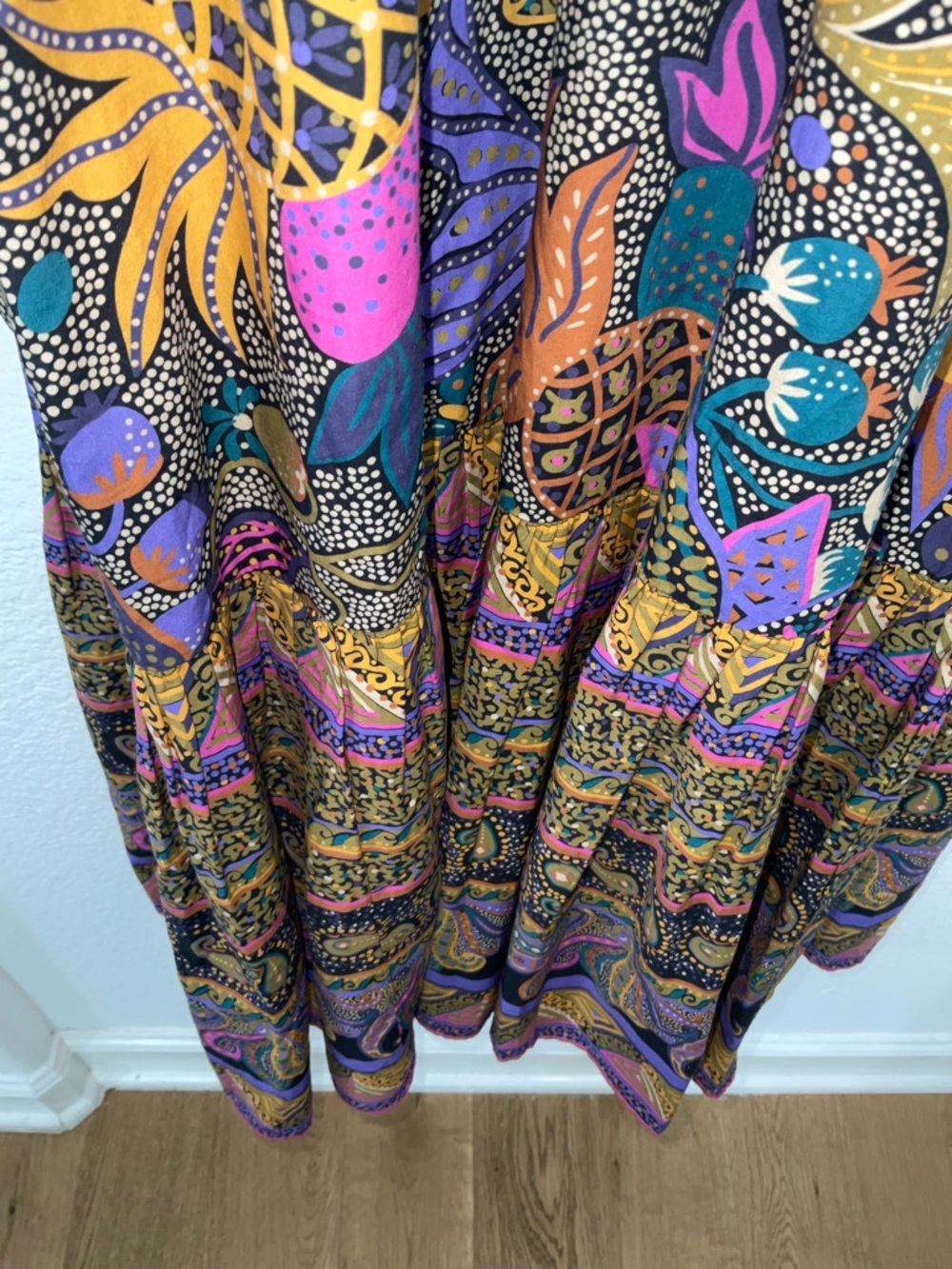 Anthropologie Multicolor Paisley V-Neck Maxi Dress - Purple & Teal Accents - Picture 4 of 9